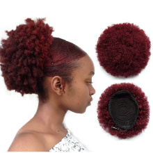 8 inch Short Human Hair Drawstring Ponytail Afro Puff Chignon Hair pieces For Women Kinky Curly Updo Clip Hair Extension